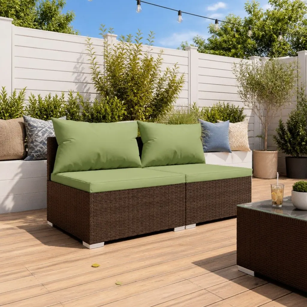 Garden Lounge Set 2 Piece Outdoor Patio Furniture Modular Poly Rattan with Cushions
