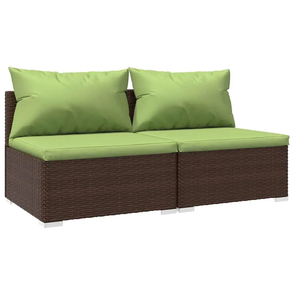 Garden Lounge Set 2 Piece Outdoor Patio Furniture Modular Poly Rattan with Cushions