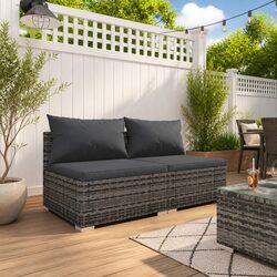 2-Piece Outdoor Garden Lounge Set: Grey Rattan & Cushions