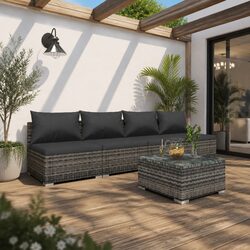5-Piece Outdoor Lounge Set: Dimensions & Materials Listed