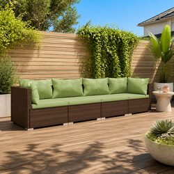 Garden Lounge Set 4 Piece Outdoor Patio Furniture Poly Rattan Modular Seating