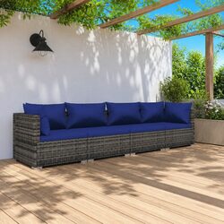 4 Piece Outdoor Garden Lounge Set Modular Poly Rattan Furniture with Cushions