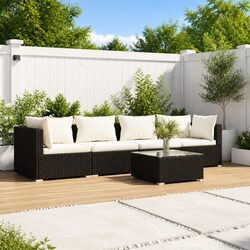 5 Piece Outdoor Garden Lounge Set Modular Poly Rattan Patio Furniture with