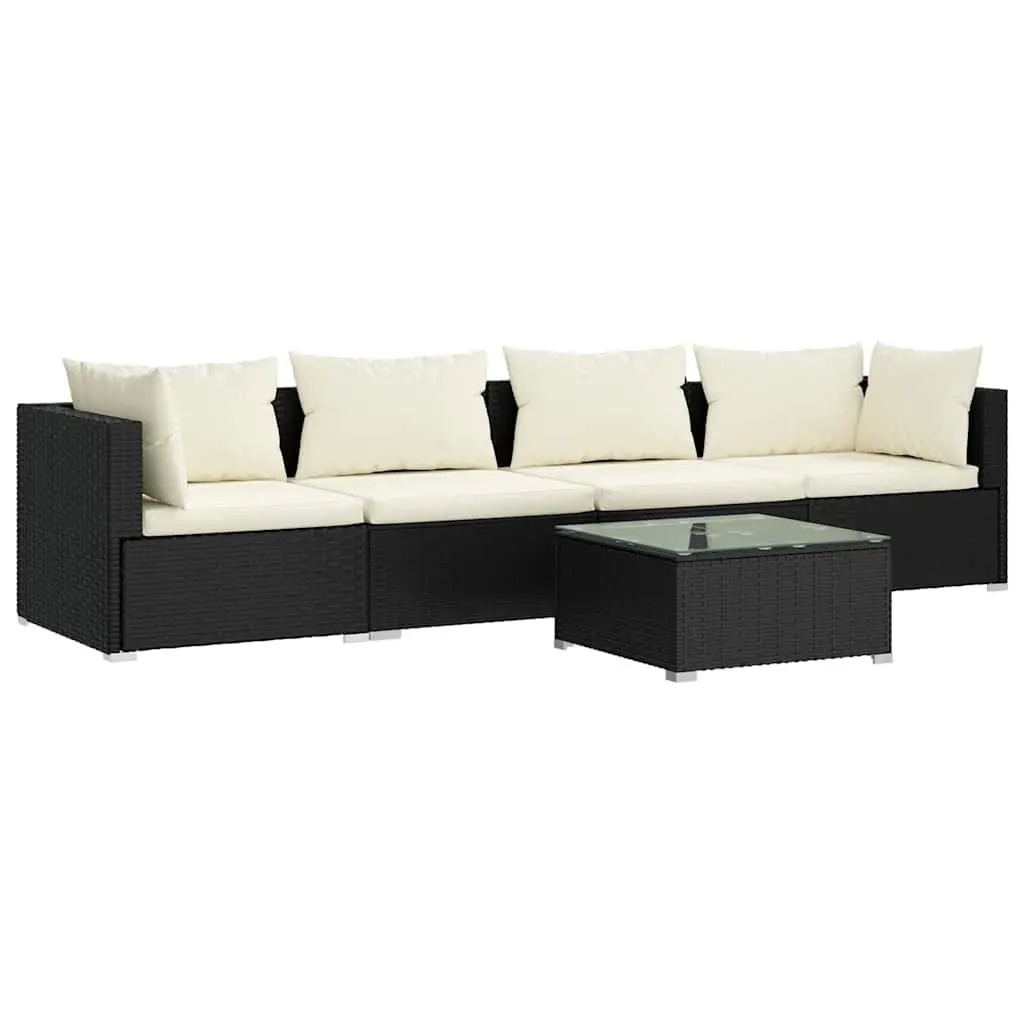 5 Piece Outdoor Garden Lounge Set Modular Poly Rattan Patio Furniture