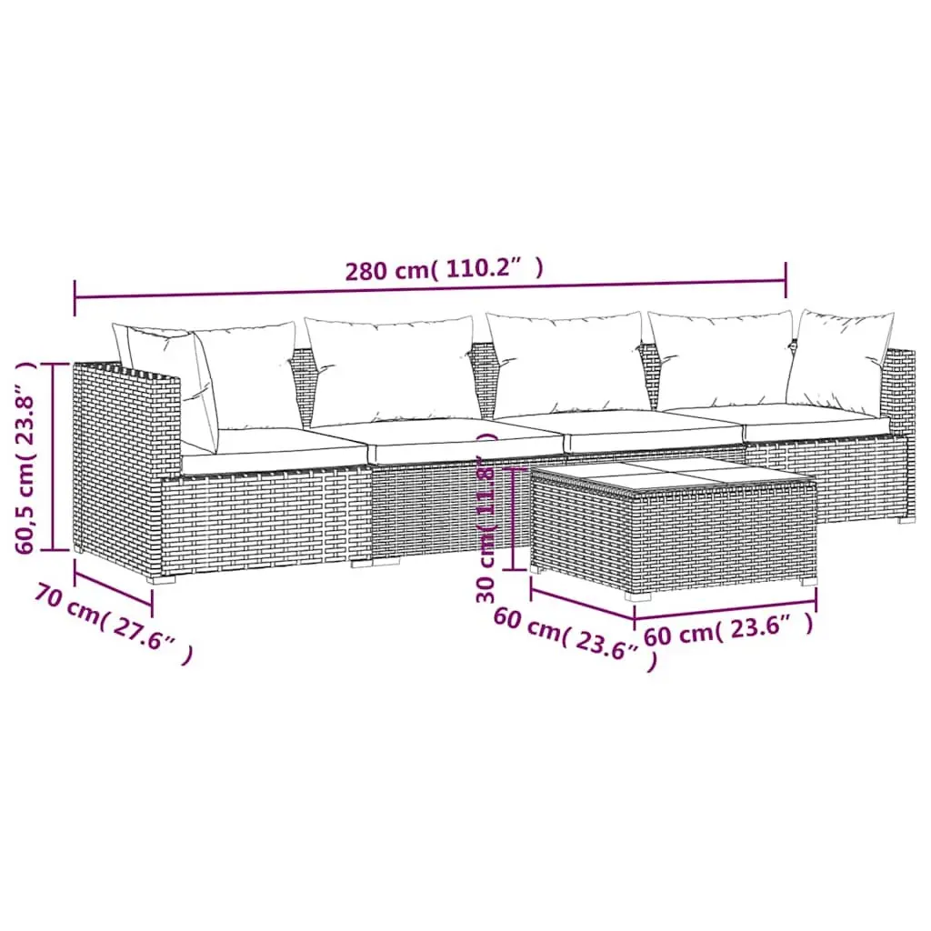 5-Piece Modular Garden Lounge Set