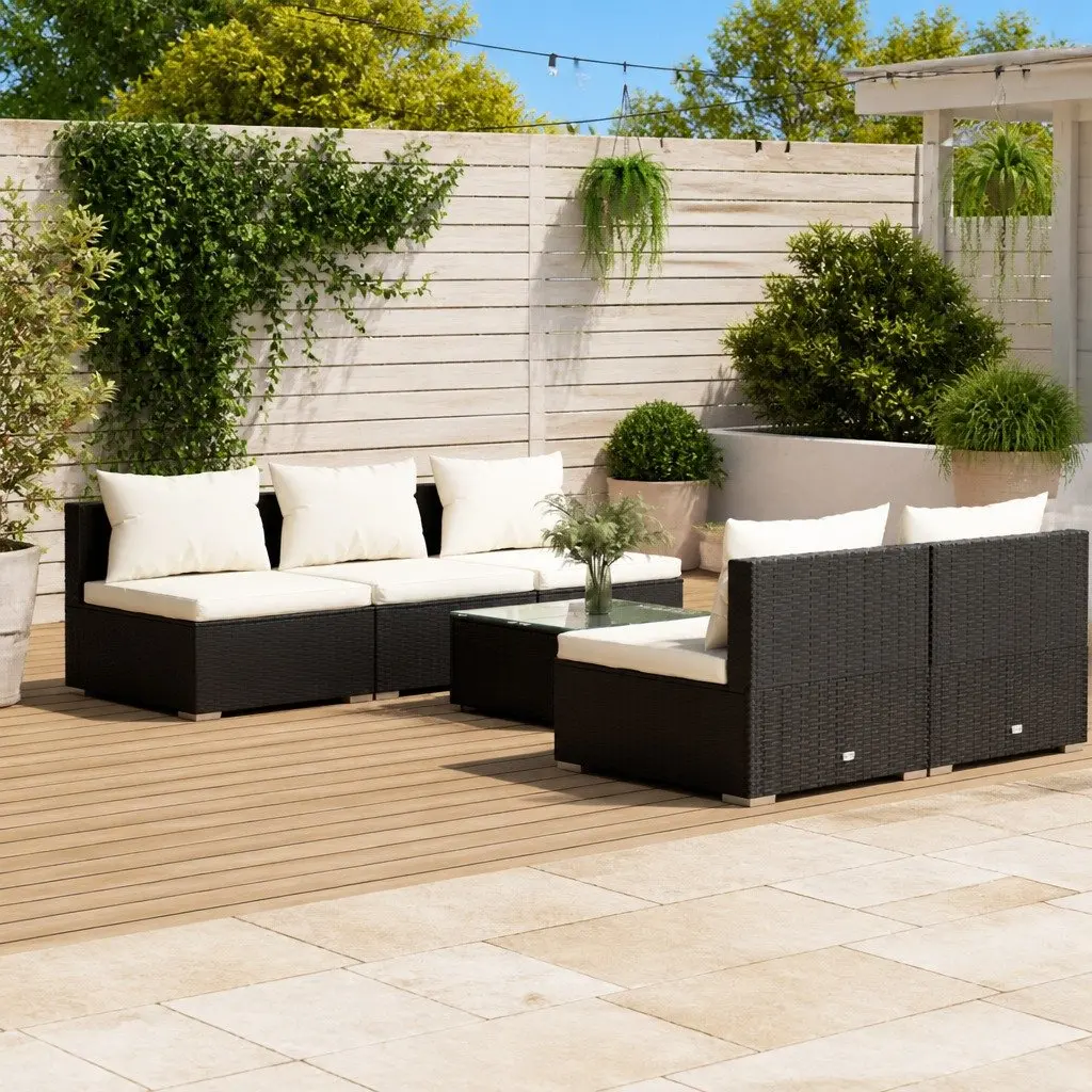 6 Piece Poly Rattan Garden Lounge Set Outdoor Patio Furniture Modular