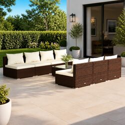 8 Piece Outdoor Lounge Set: Brown Modular Design Specifications