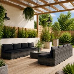9 Piece Modular Garden Lounge Set - Grey Specifications