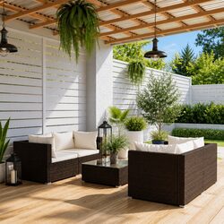 5 Piece Poly Rattan Garden Lounge Set: Specs & Details