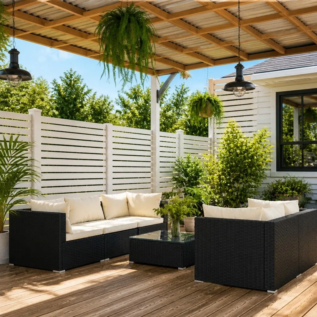 Modular Garden Lounge Set for Outdoor Use 6 Piece Black