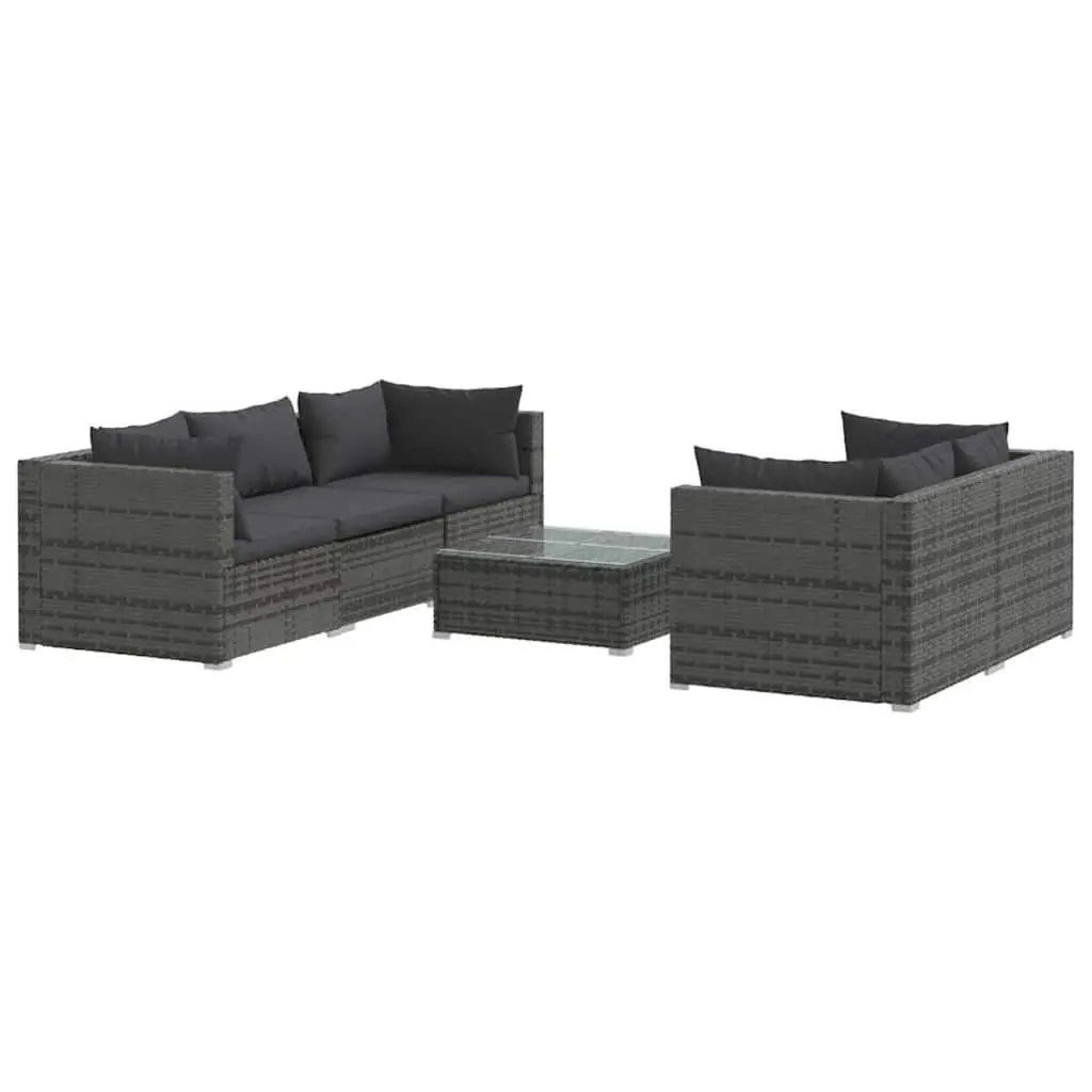 6 Piece Modular Garden Lounge Set Outdoor Furniture Grey