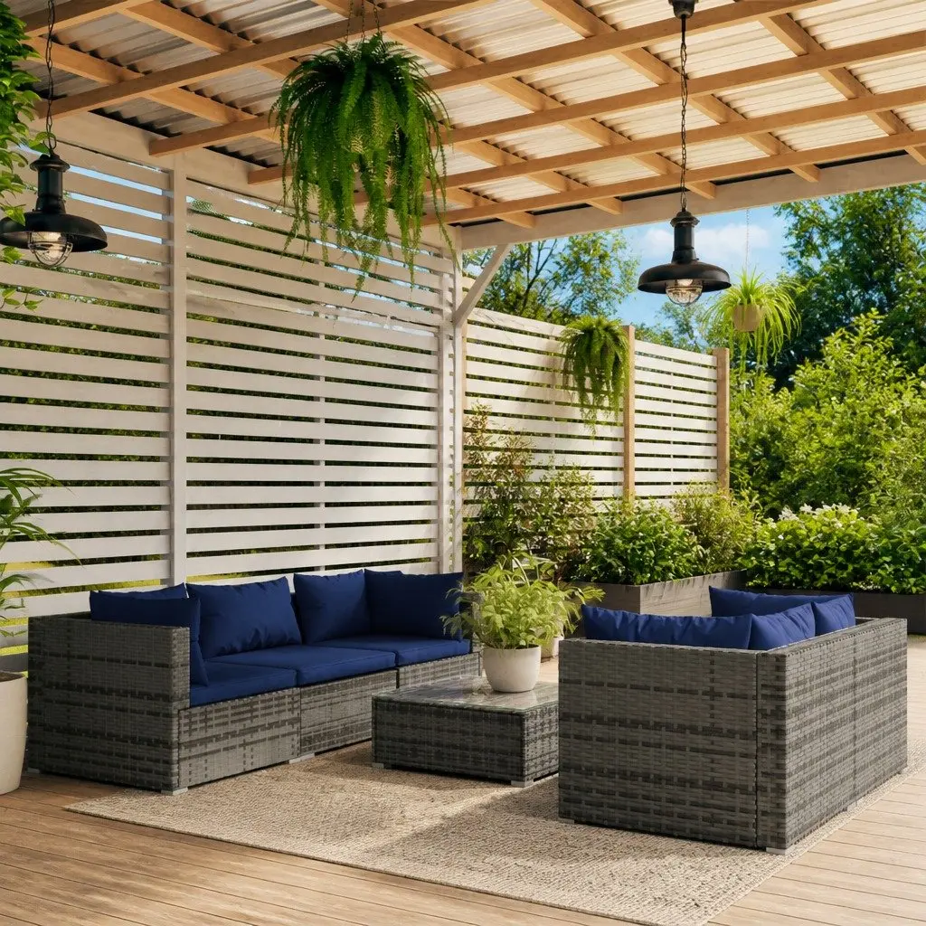 Garden Lounge Set Outdoor Patio Furniture Modular Grey 6 Piece