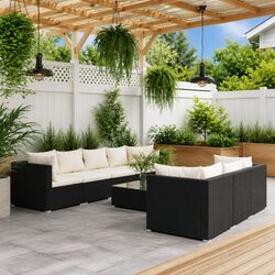 Garden Lounge Set 8 Piece Modular Outdoor Furniture Poly Rattan Black with