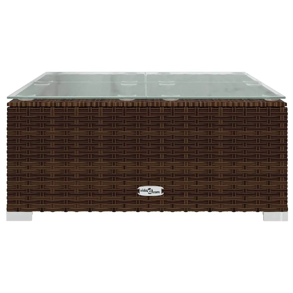 Garden Lounge Set Outdoor Furniture 8 Piece Modular Poly Rattan Brown Cushions