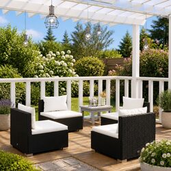 4 Piece Garden Lounge Set Specifications: Modular Black Furniture