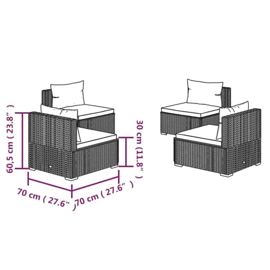 4 Piece Garden Lounge Set Outdoor Furniture Brown Poly Rattan with Cushions