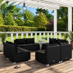 8 Piece Poly Rattan Garden Lounge Set with Cushions Outdoor Patio Furniture