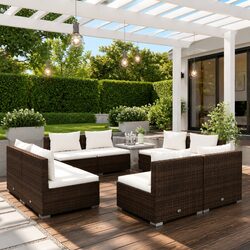 Modular Garden Lounge Set - 8 Pieces, Brown Rattan