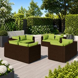 8-Piece Outdoor Lounge Set: Brown Poly Rattan