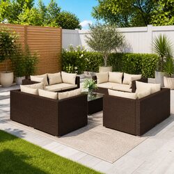 Specifications of 9 Piece Poly Rattan Garden Lounge Set