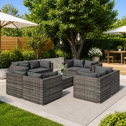9-Piece Grey Modular Garden Lounge Set Specifications