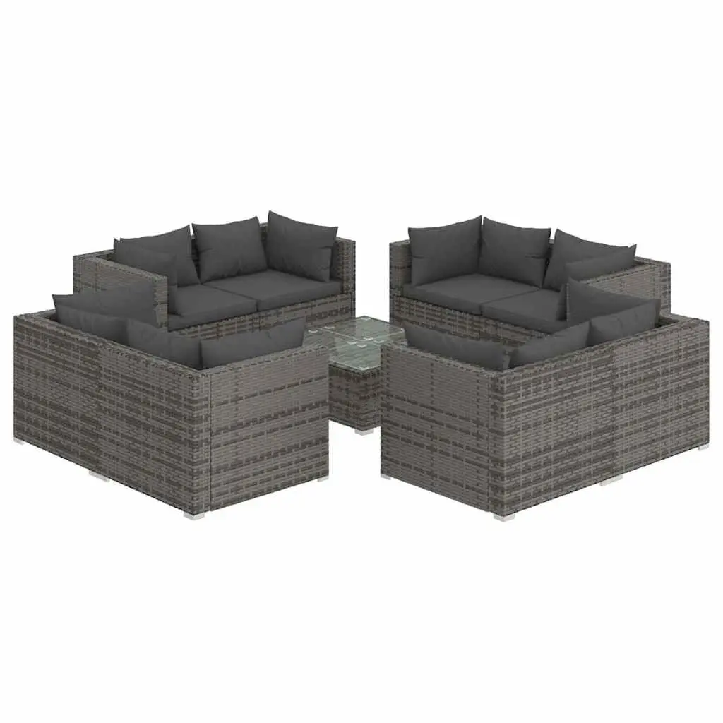 9-Piece Grey Modular Garden Lounge Set