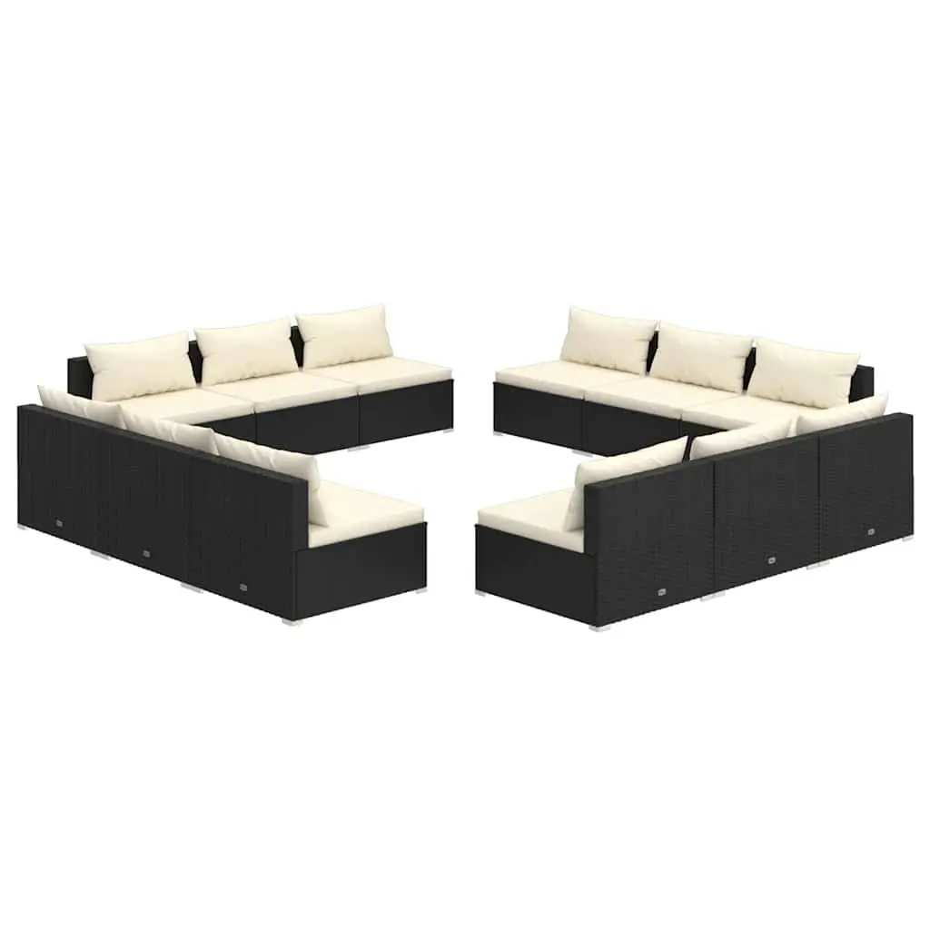 Poly Rattan Garden Lounge Set 12 Piece Outdoor Furniture Black