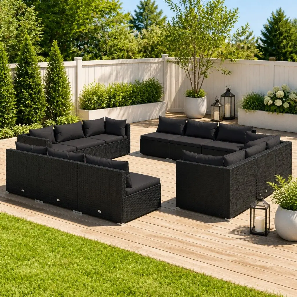 Garden Lounge Set 12 Piece Outdoor Modular Furniture with Cushions