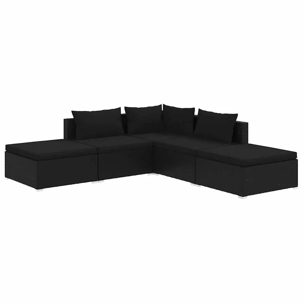 5 Piece Garden Lounge Set Outdoor Patio Furniture Modular Rattan Sofa