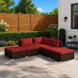5-Piece Garden Lounge Set Specifications: Brown Rattan
