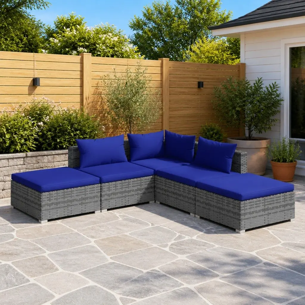 5 Piece Garden Lounge Set for Outdoor Use Modular Patio Furniture Grey