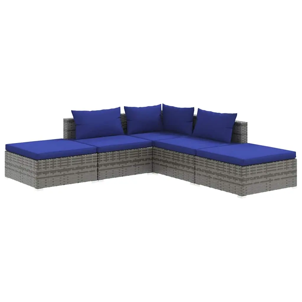 5 Piece Garden Lounge Set for Outdoor Use Modular Patio Furniture Grey