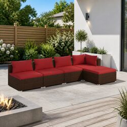 5 Piece Garden Lounge Set: Dimensions and Materials Detailed