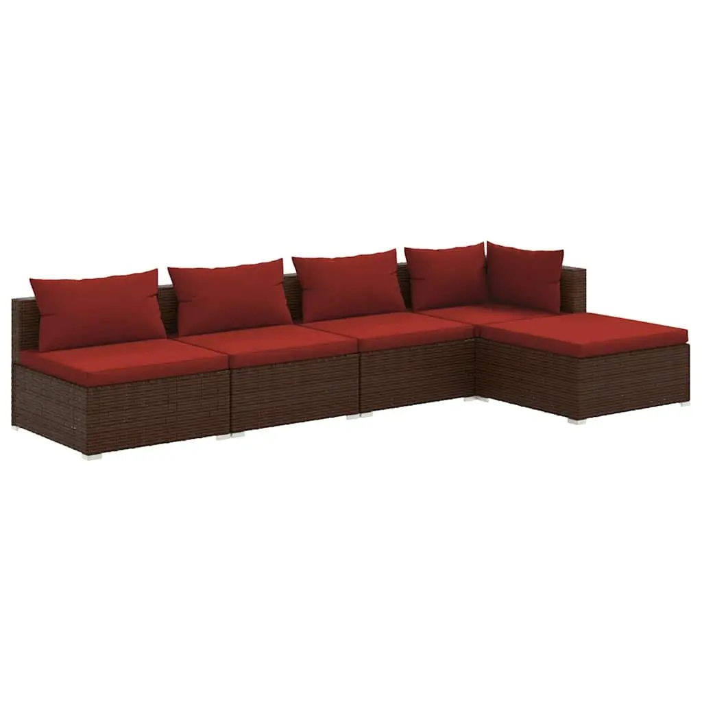 5 Piece Garden Lounge Set Outdoor Patio Furniture Brown