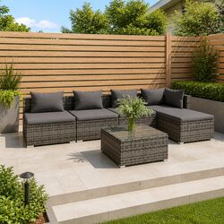 Specifications of 6 Piece Grey Garden Lounge Set with Cushions