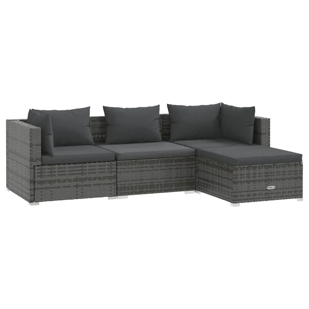 Garden Lounge Set Outdoor Patio Furniture 4 Piece Grey PE Rattan Modular Sofa