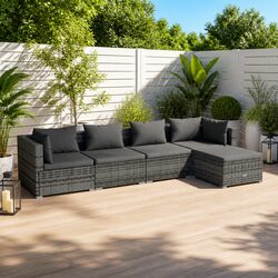 5 Piece Modular Garden Lounge Set with Cushions - Specs Inside