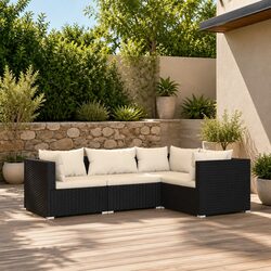 4-Piece Modular Outdoor Lounge Set - Black Rattan Furniture