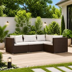 4 Piece Modular Garden Lounge Set - Waterproof PE Rattan