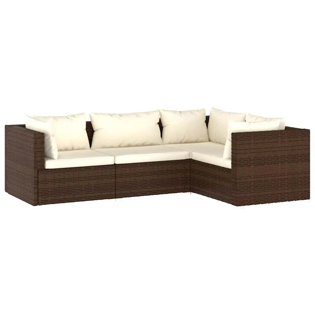 4 Piece Garden Lounge Set Outdoor Furniture Brown for Patio and Garden