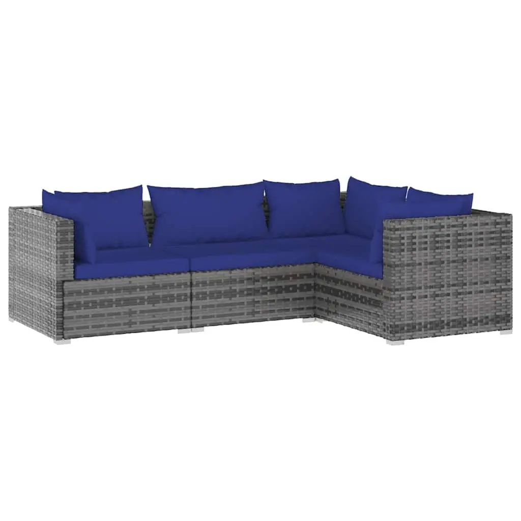 4 Piece Garden Lounge Set Outdoor Patio Furniture Modular Grey PE Rattan
