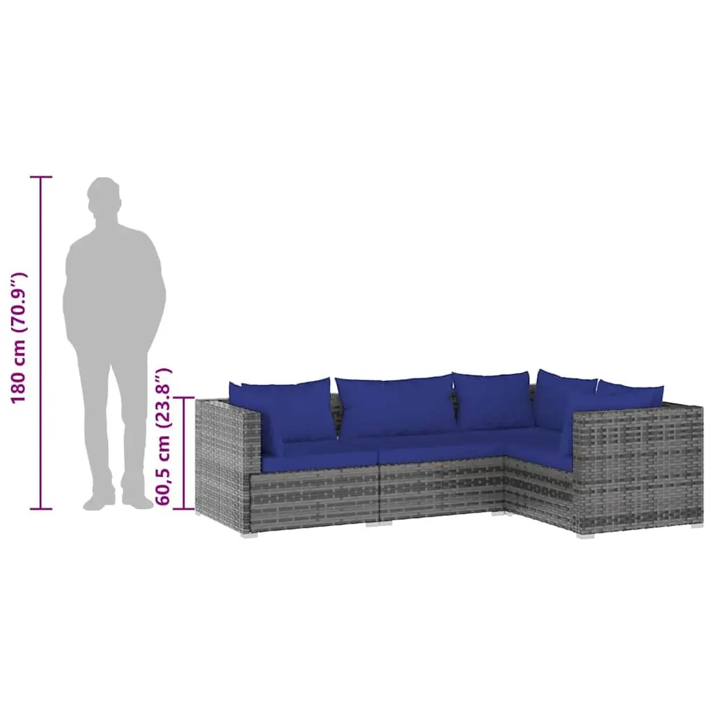 4 Piece Garden Lounge Set Outdoor Patio Furniture Modular Grey PE Rattan