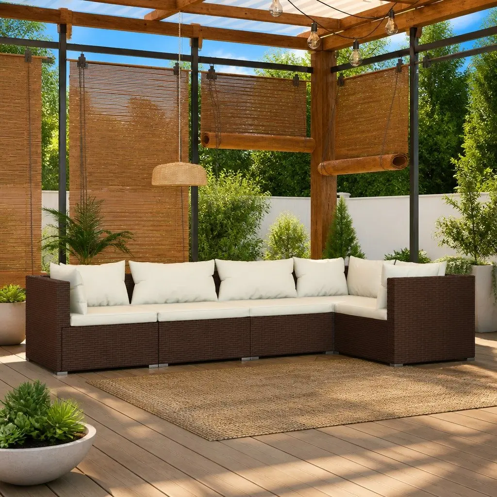 5 Piece Garden Lounge Set Outdoor Patio Furniture Brown