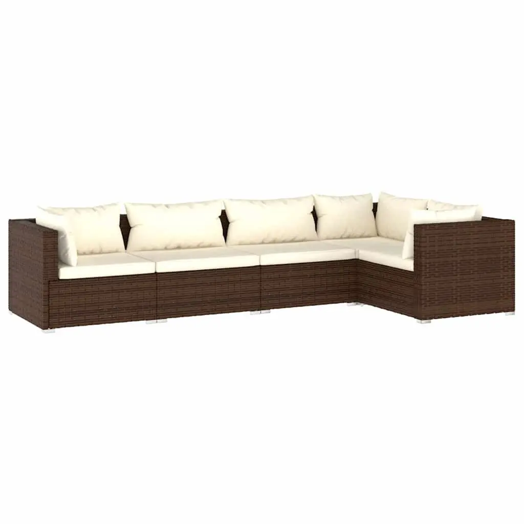 5 Piece Garden Lounge Set Outdoor Patio Furniture Brown