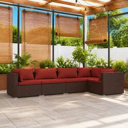 5-Piece Modular Patio Lounge Set with PE Rattan
