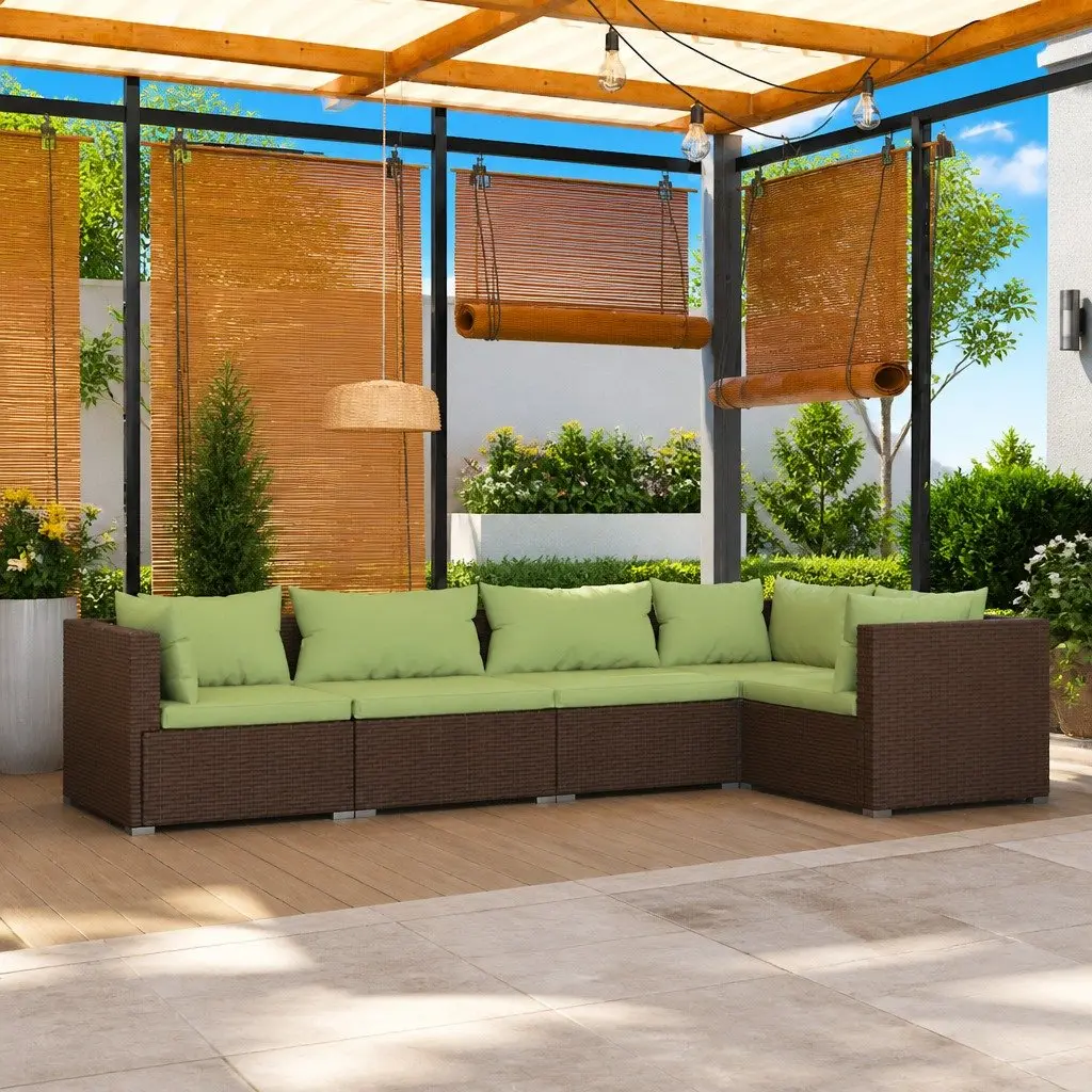 Garden Lounge Set Outdoor Patio Furniture 5 Piece Brown Modular