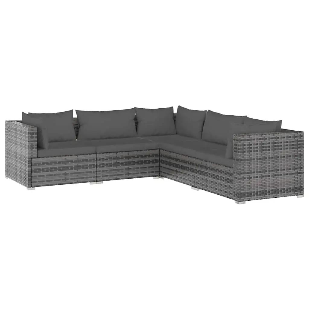 5 Piece Garden Lounge Set with Cushions Modular Outdoor Furniture Grey