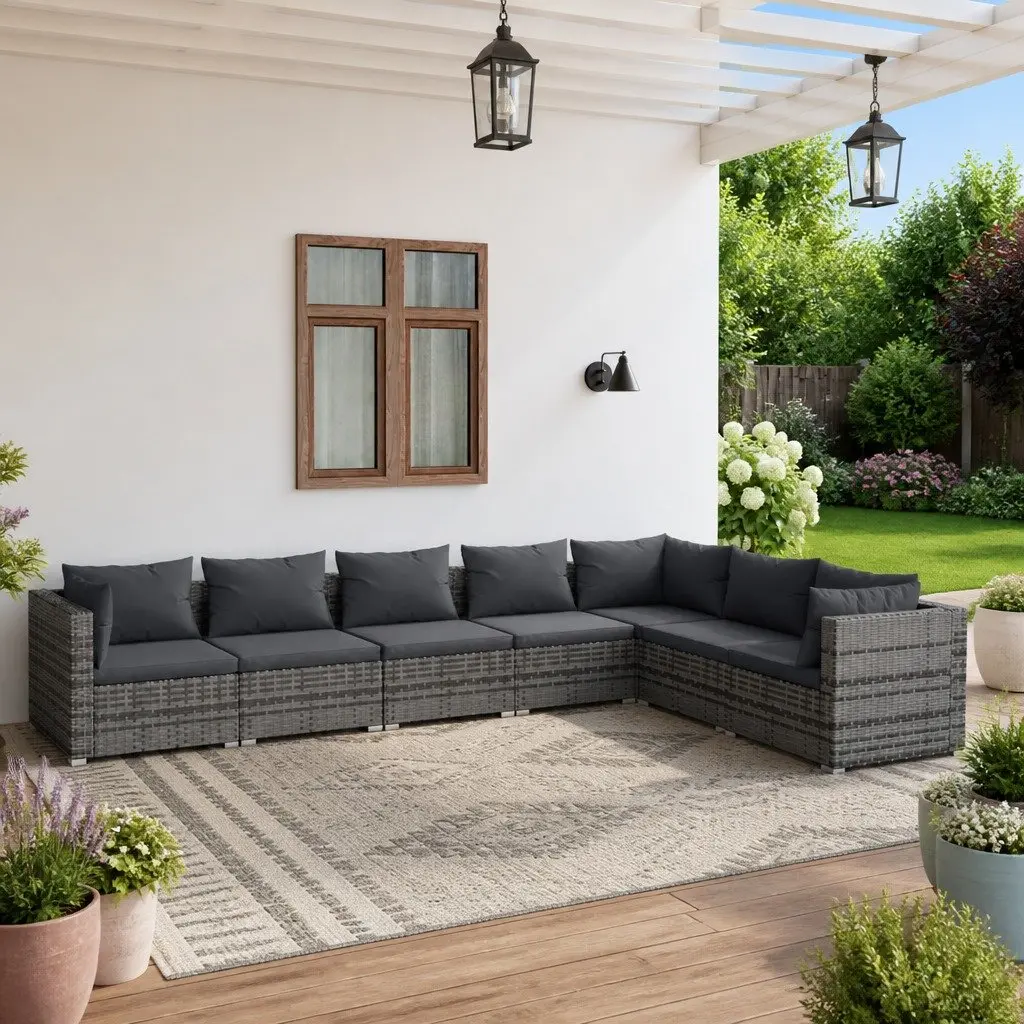 7 Piece Garden Lounge Set Outdoor Patio Furniture Grey