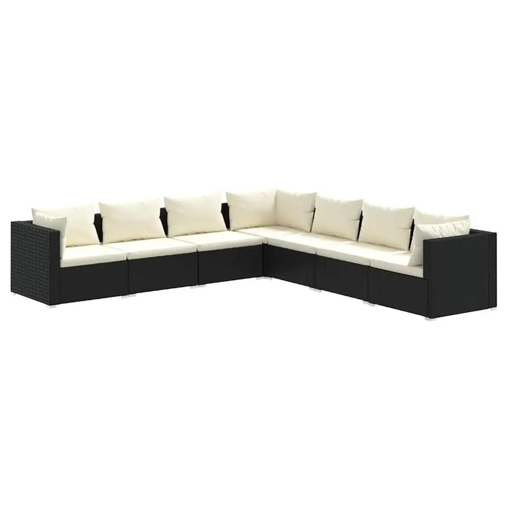 Modular PE Rattan Garden Lounge Set 7 Piece Outdoor Patio Furniture Black