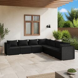 Specifications of 7 Piece Black Modular Garden Lounge Set